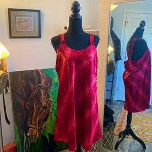 Vintage Satin Red Night Gown Slip Dress Size XL